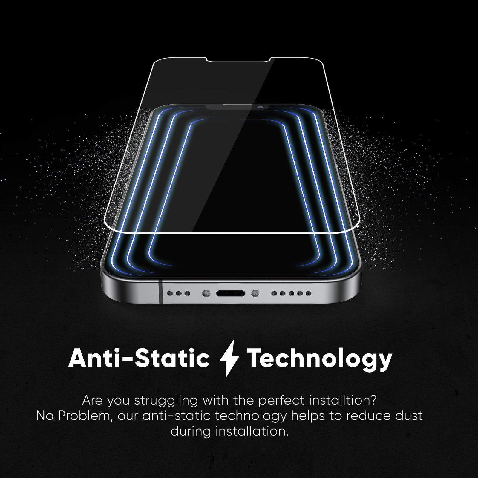 FLOLAB NanoAmour for iPhone 13 Screen Protector Antimicrobial Anti-Dust (Most Case Friendly)