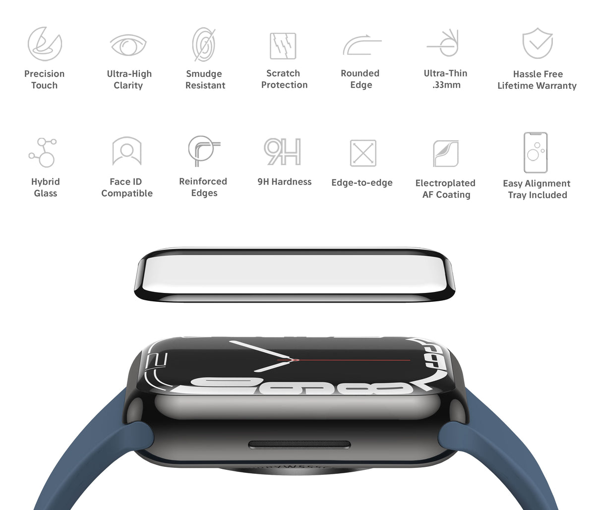 Hybrid Glass NanoArmour for Apple Watch Series 8 Screen Protector