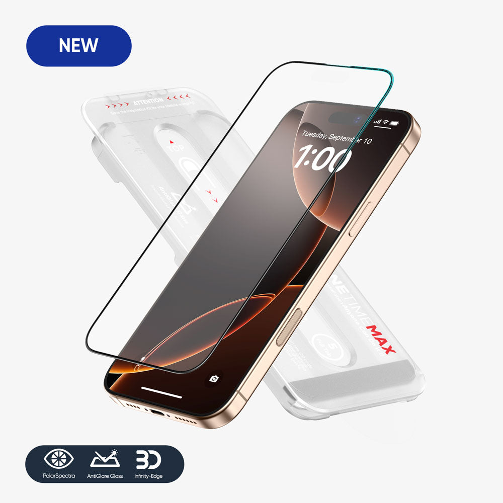 FLOLAB ONETIME MAX NanoArmour for iPhone 16 Series Matte 3D Screen Protector with Infinity Edge, Anti-Glare Technology, PolarSpectra Anti-Rainbow Technology, Smooth as Butter