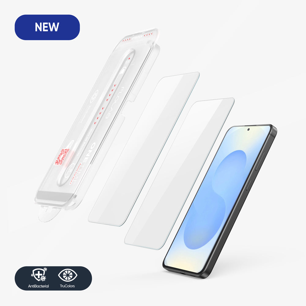 FLOLAB NanoArmour ONETIME for Samsung Galaxy S25 Screen Protector Anti Microbial, Fingerprint ID Compatible