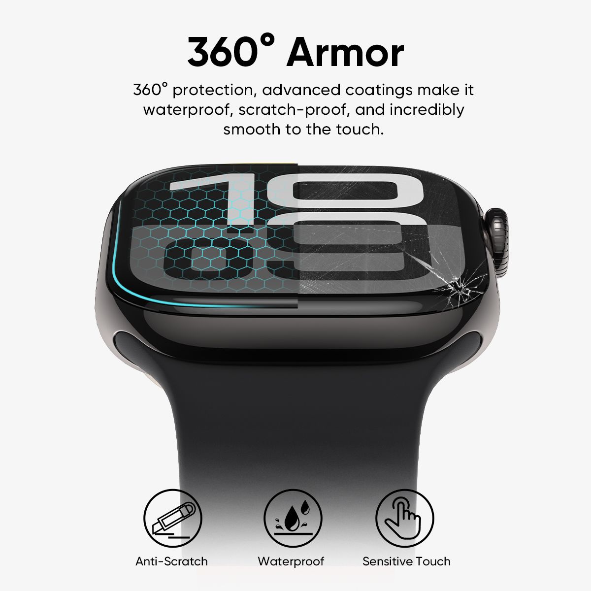 Hybrid Glass NanoArmour for Apple Watch Series 10 Screen Protector