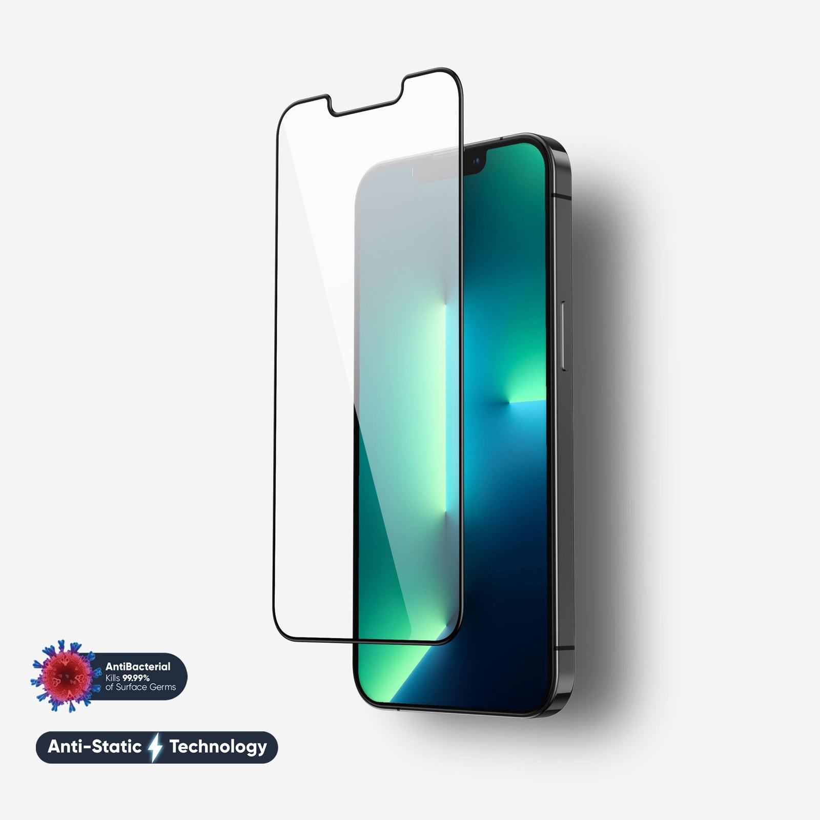 NanoArmour for iPhone 13 Pro Screen Protector Antimicrobial Edge-to-Edge