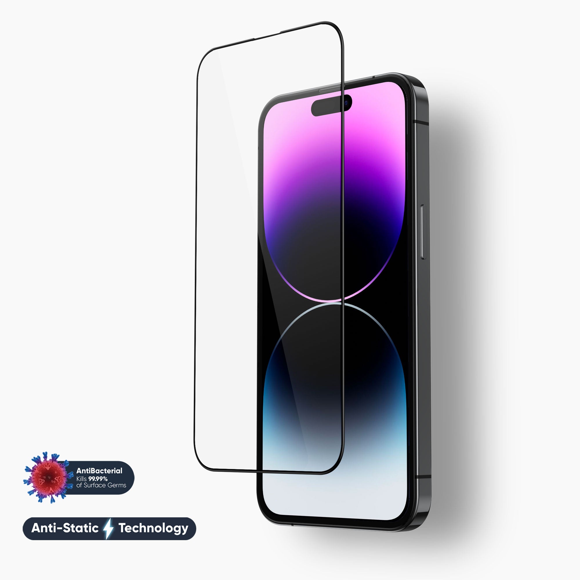NanoArmour for iPhone 14 Pro Max Clear Anti-Blue Screen Protector: Edge-to-Edge, Antimicrobial, Anti-Dust, No Yellow or Blue Tint