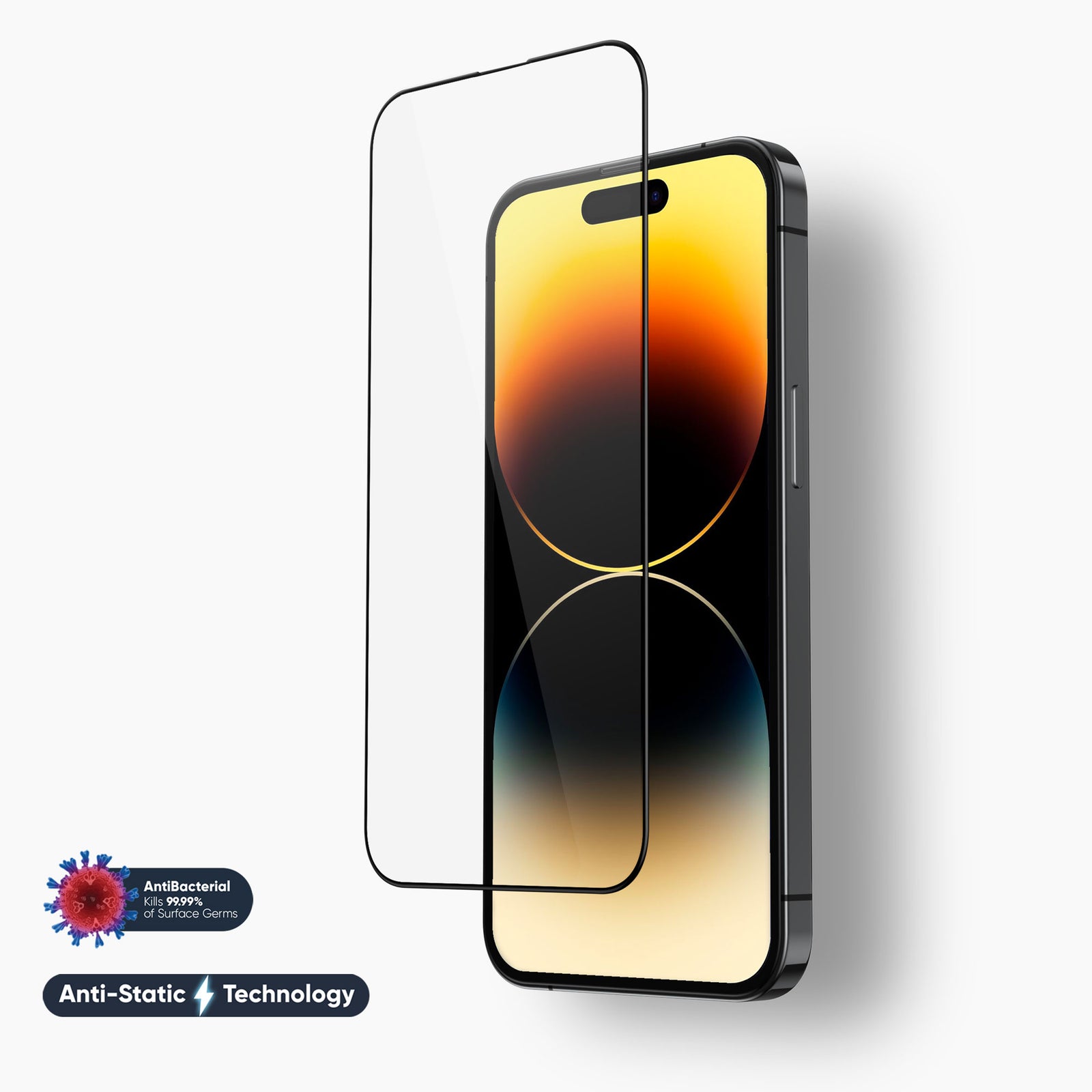 NanoArmour for iPhone 14 Pro Screen Protector Antimicrobial Anti-Dust Edge-to-Edge Blue Light Blocker