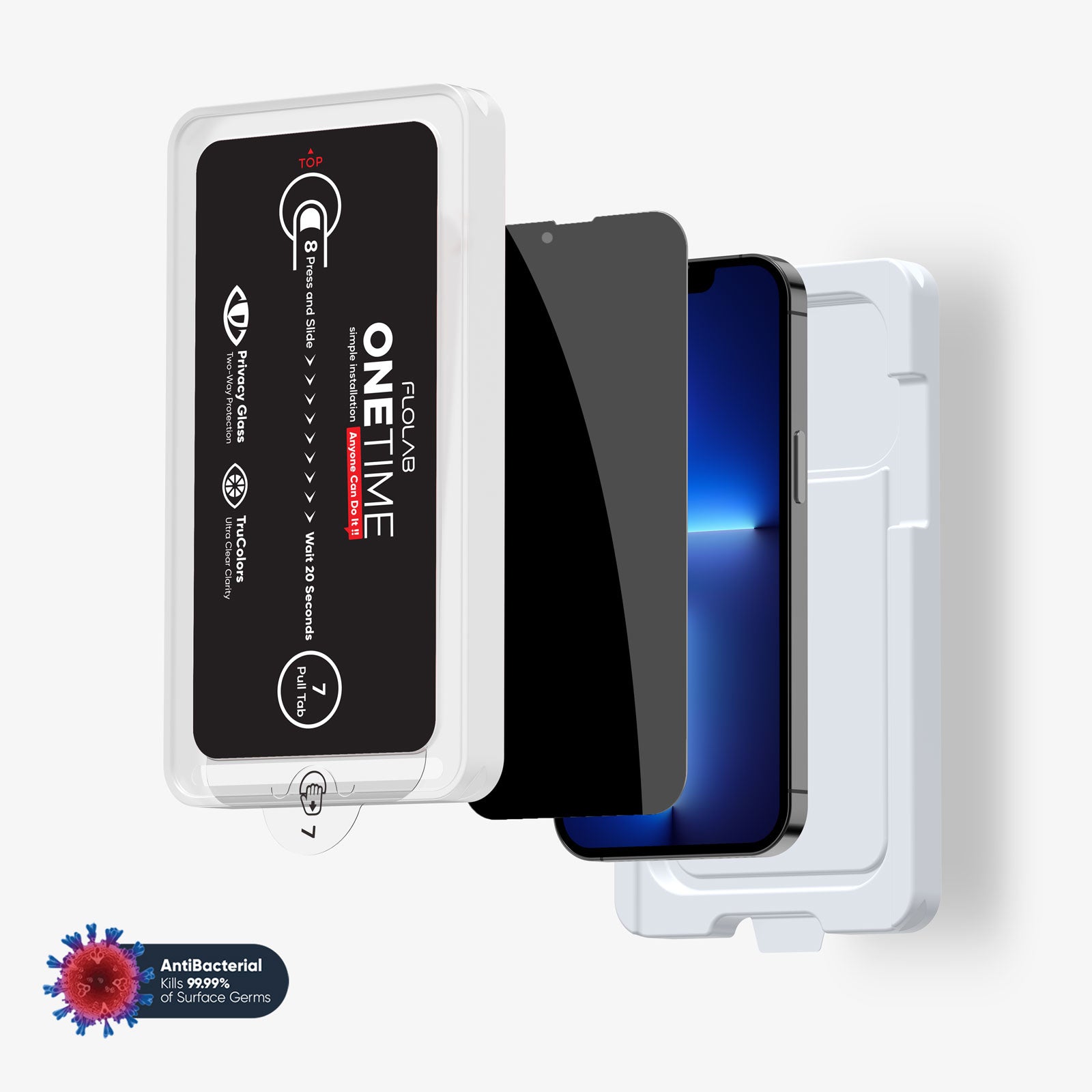 ONETIME NanoArmour for iPhone Privacy Screen Protector: Dust-Free Installation, Case Friendly, Maximum Privacy