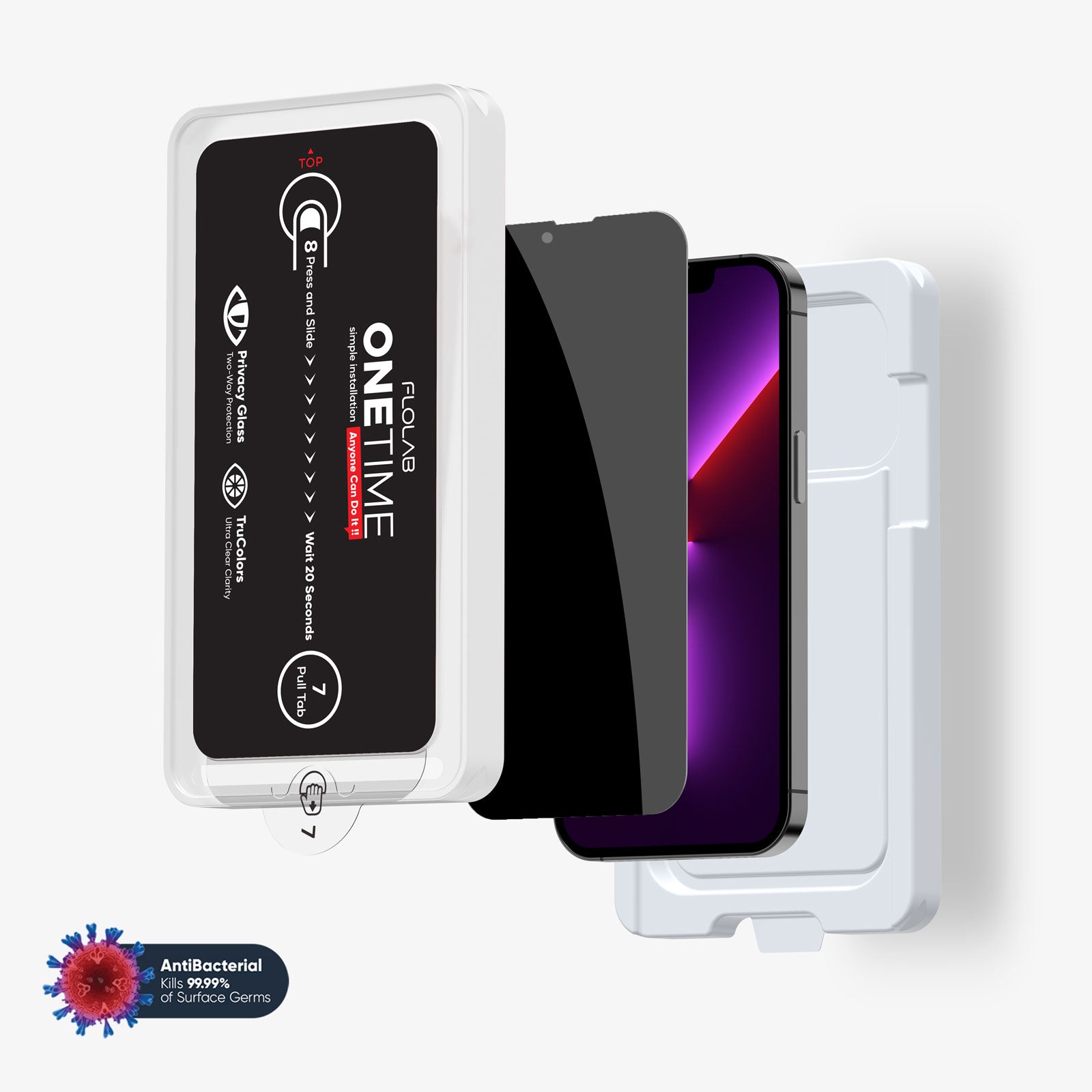 ONETIME NanoArmour for iPhone Privacy Screen Protector: Dust-Free Installation, Case Friendly, Maximum Privacy