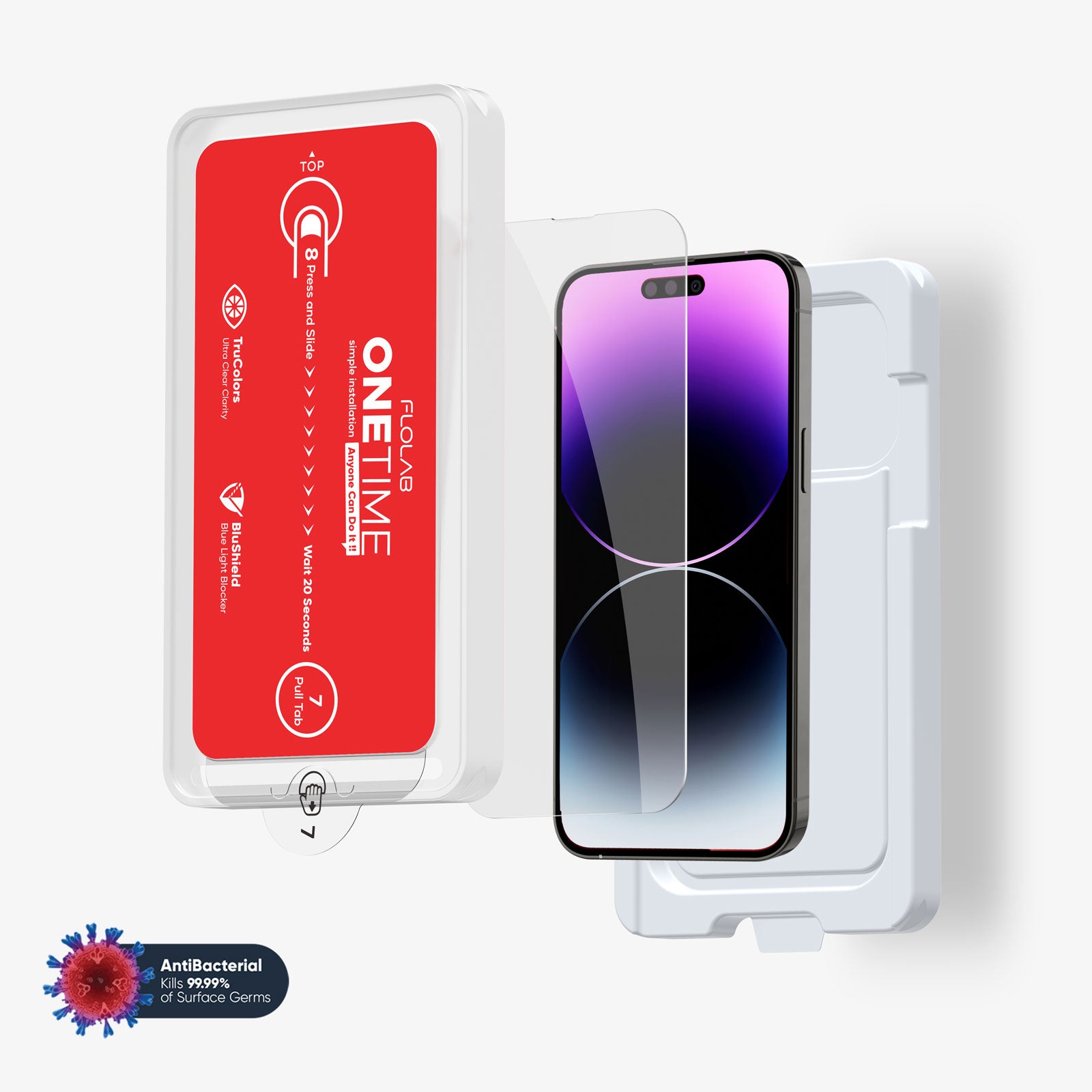 ONETIME NanoArmour for iPhone Anti-Blue Light Screen Protector: Dust-Free Installation, Case Friendly, Crystal Clear, No Blue or Yellow Tint