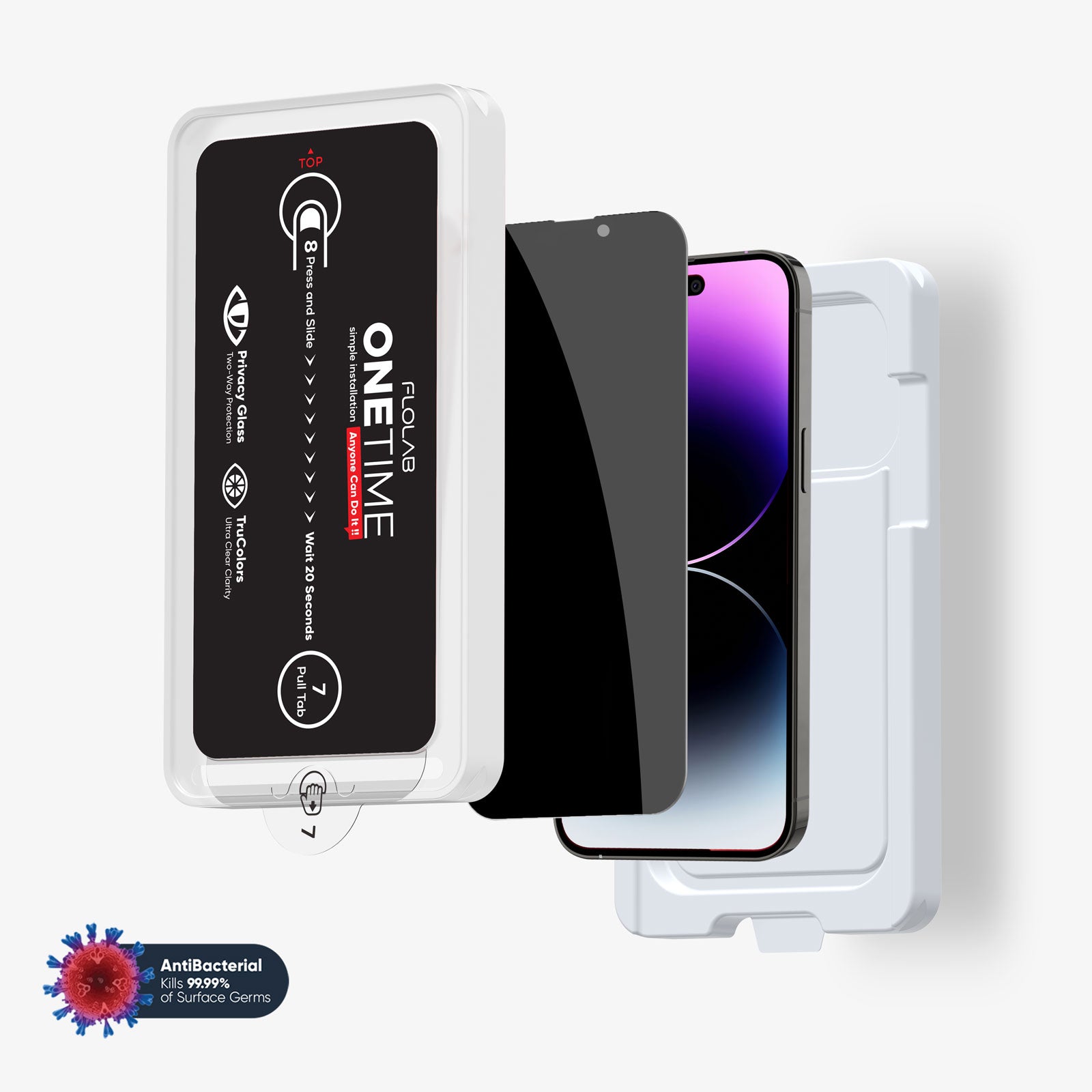 ONETIME NanoArmour for iPhone Privacy Screen Protector: Dust-Free Installation, Case Friendly, Maximum Privacy