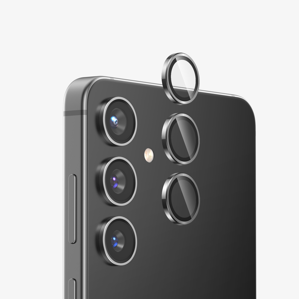 FLOLAB NanoArmour for Samsung Galaxy S25 Camera Lens Protector, Tempered Glass, Aluminum Camera Ring, Anti Reflective TruColors Crystal Clear - 2 Color Options